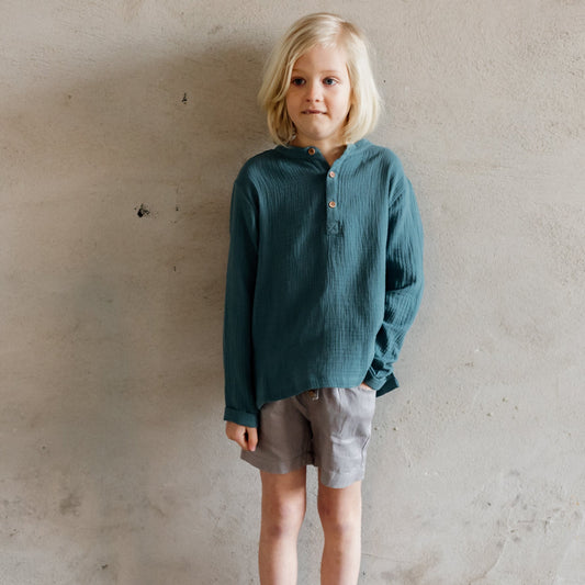 kurze Leinenhose grau Kinder