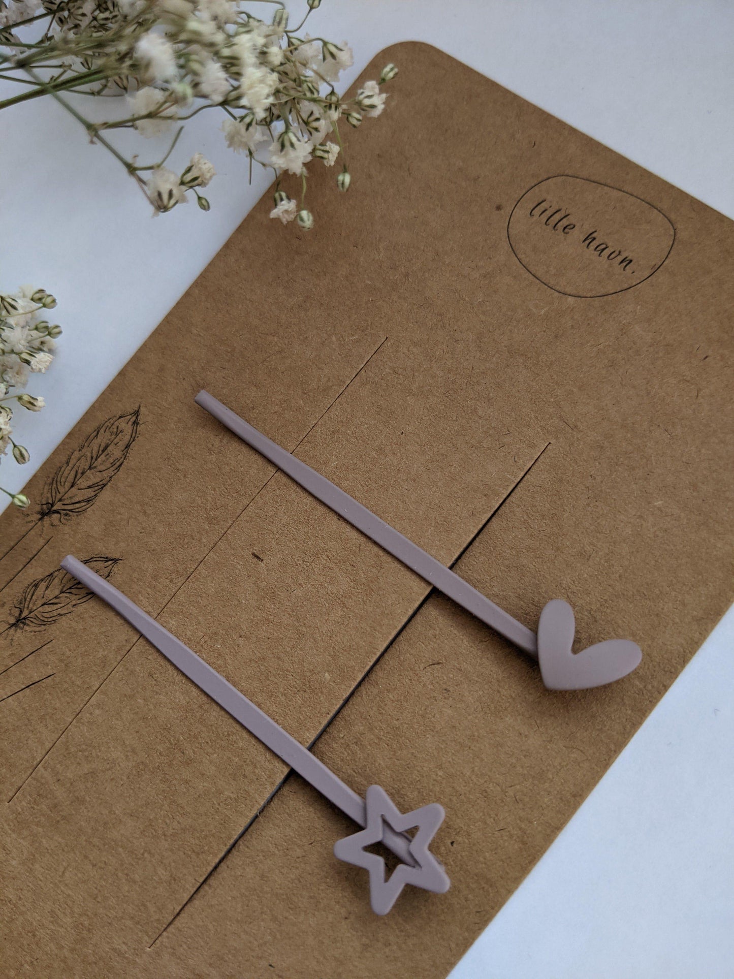 Zarte Haarspangen mit Herz und Stern - lille havn.