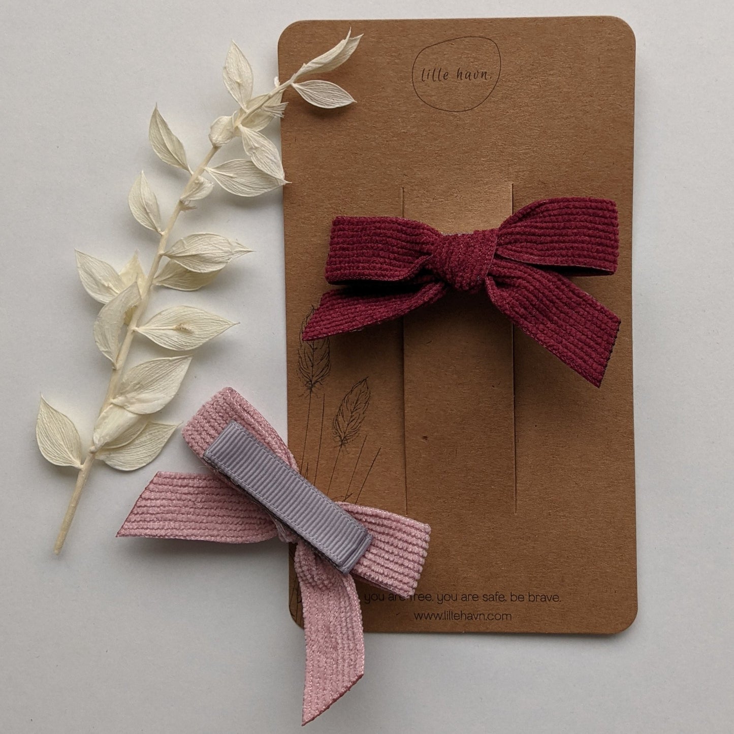 Haarspange aus Cord Schreife rot rosa