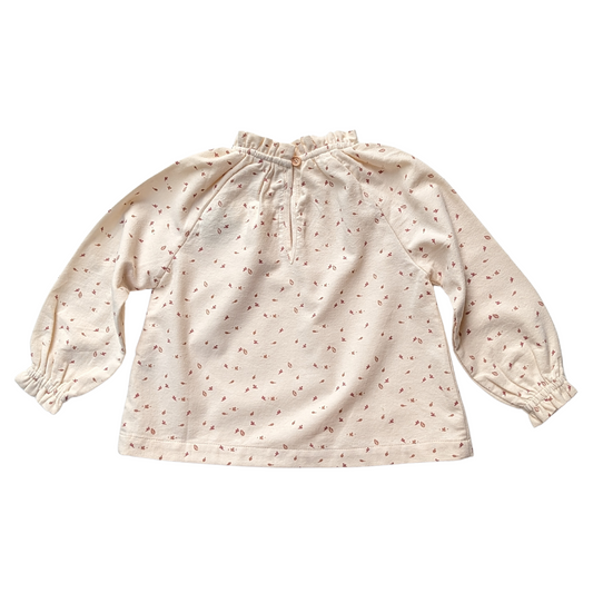 Flanellbluse mit Rüschenkragen und zartem Alloverprint