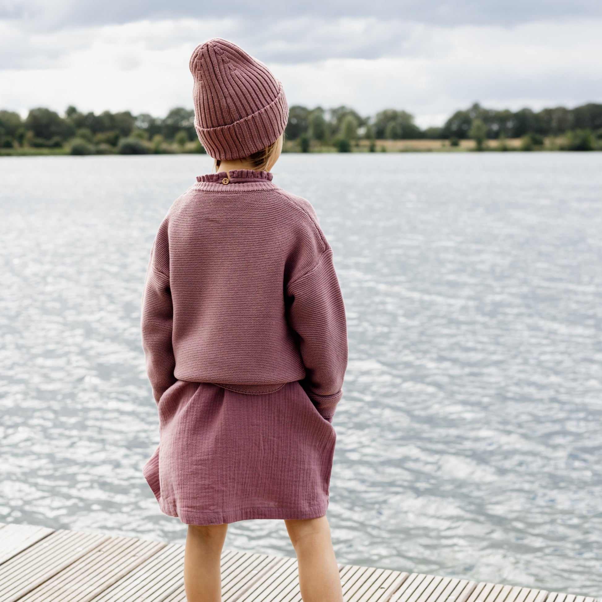 Strickpullover mit Merino rosa lille havn