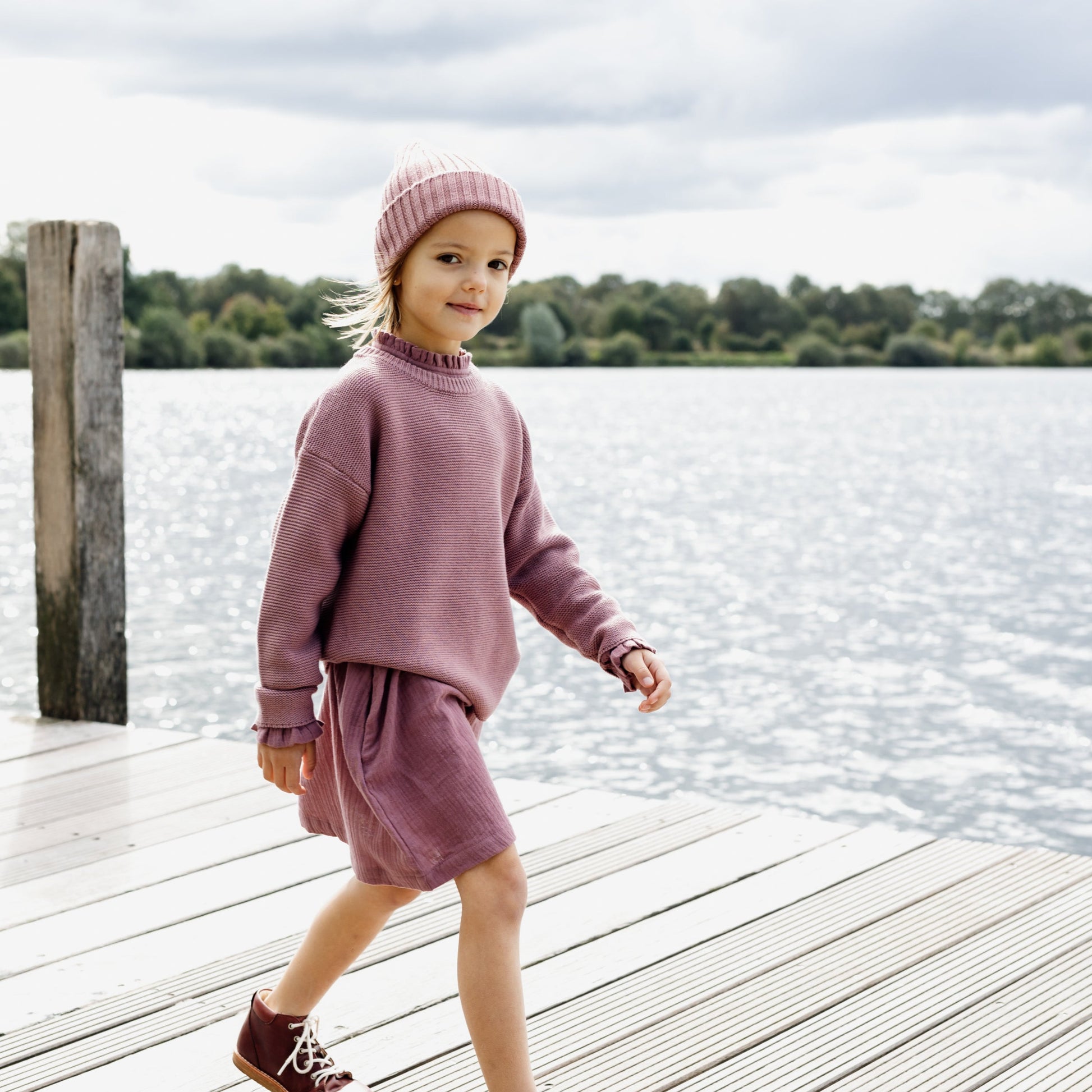 Strickpullover mit Merino rosa lille havn