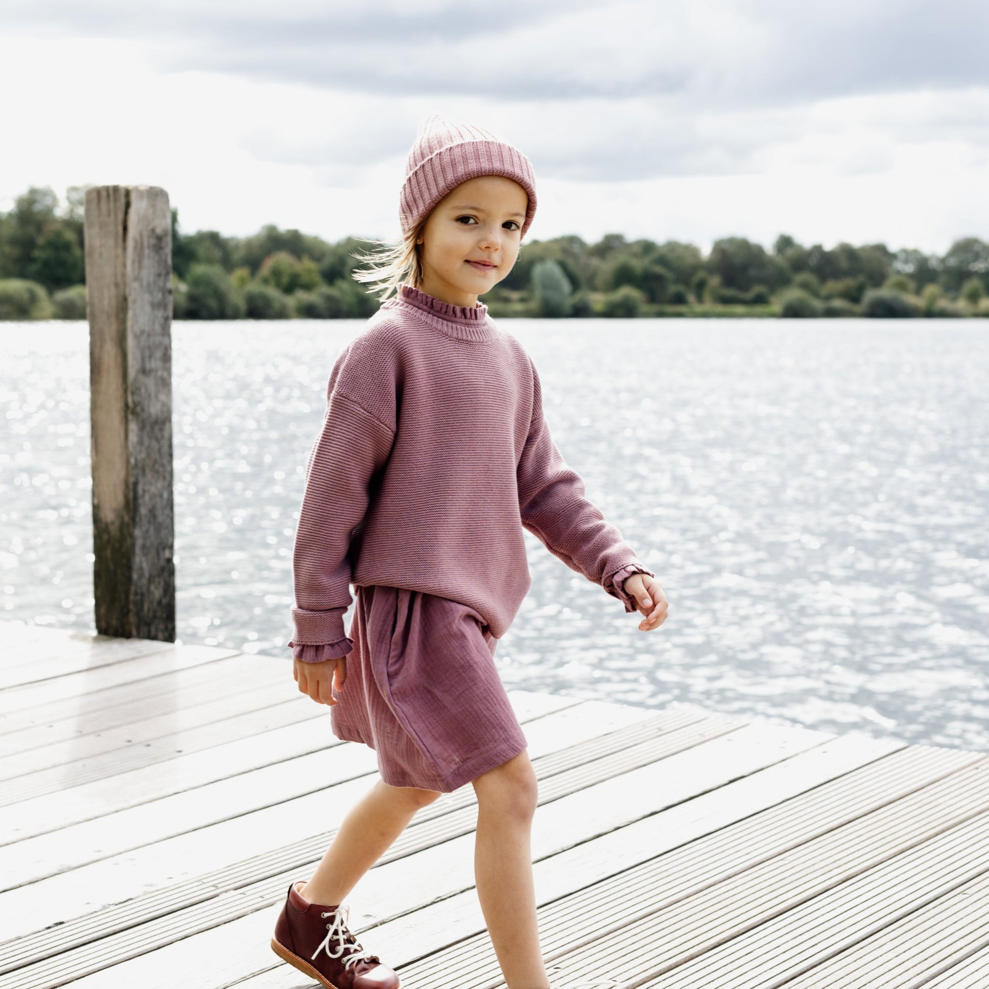Strickpullover mit Merino rosa lille havn