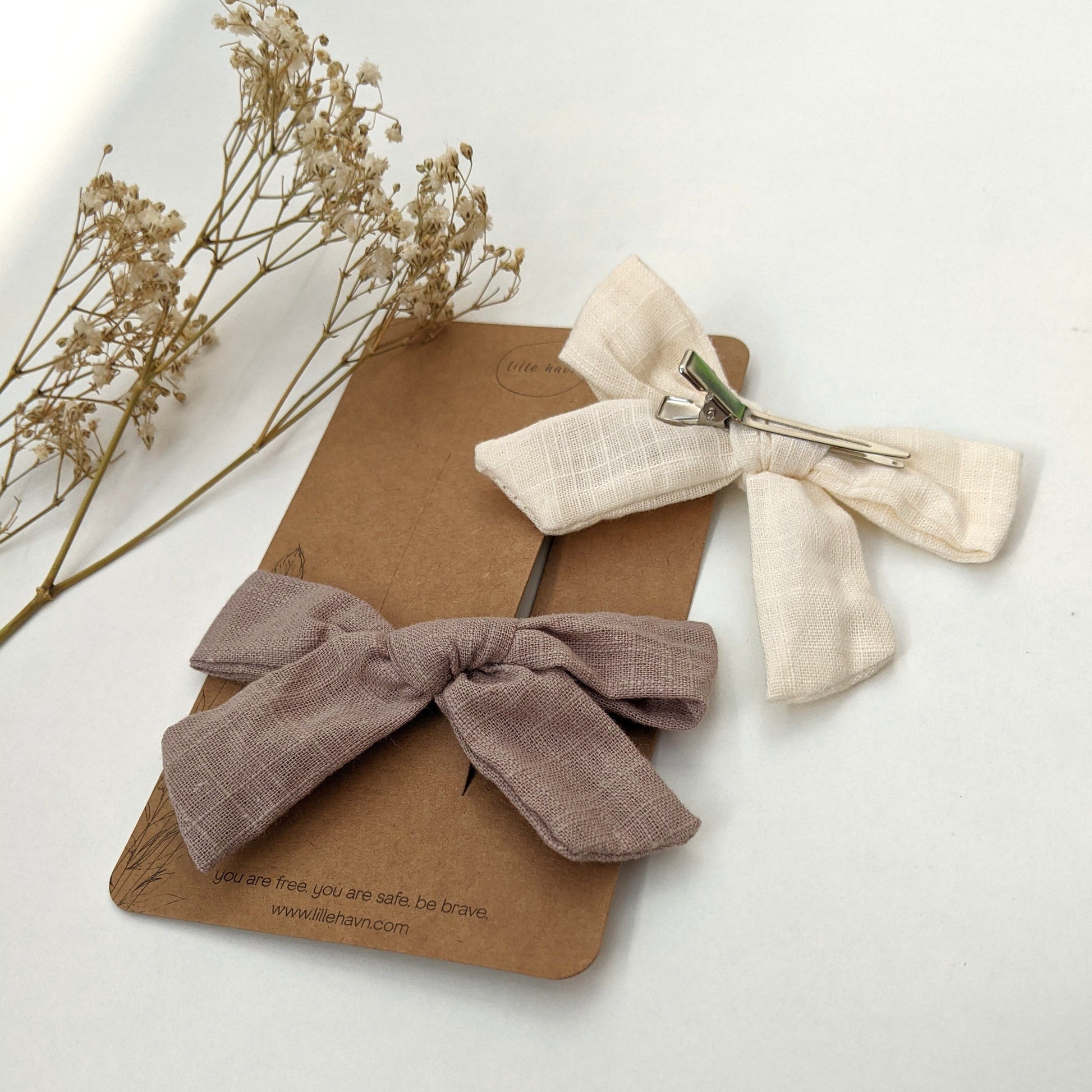 Haarspange Schleife beige braun creme